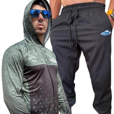 Imagem de Blusa Pesca Capuz Explorer Verde Calça Jogger Prot UV Makis Tamanho:(E