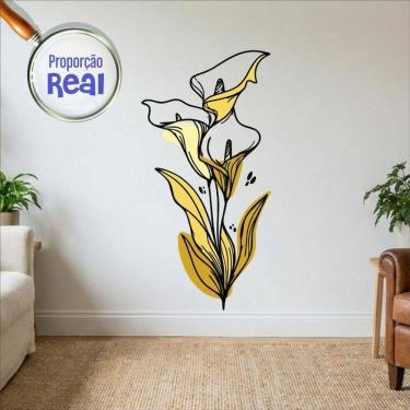 Imagem de Adesivo Floral Boho Amarelo Estilo Nórdico 60x120 Minimalista Mod.04