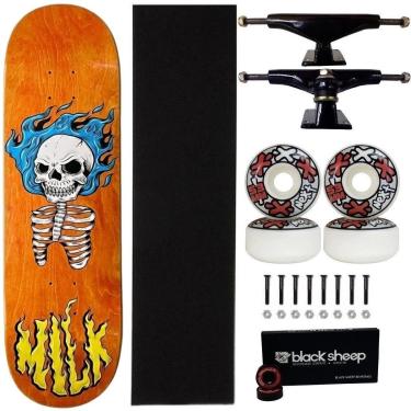 Imagem de Skate Milk Maple Caveira Montado Completo 8.0 Roda Next 53mm-Masculino