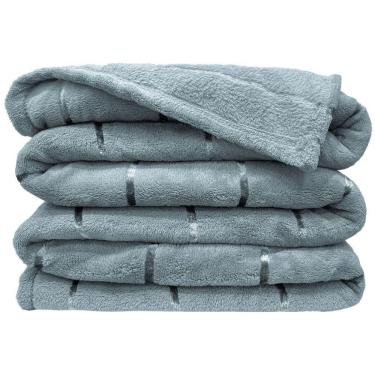 Imagem de Manta Ruby Flannel Queen 100% Poliéster Tecido Prata Listras