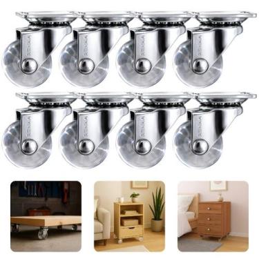Imagem de Kit Com 8 Rodinha Rodizio Para Armário De Silicone Base Giratória 35mm