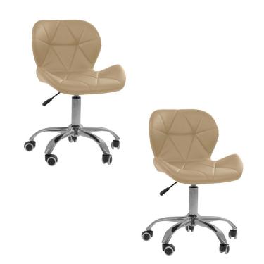 Imagem de Kit 02 Cadeiras Office Eiffel Slim Ajustável Oficial Kit 2 Bege