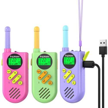 Imagem de Walkie Talkies Inspireyes recarregáveis para crianças de 3 a 12 anos, 