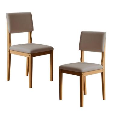 Imagem de Kit 2 Cadeiras para Sala de Jantar com Pés em Madeira Maciça Carol Cinamomo/Bege