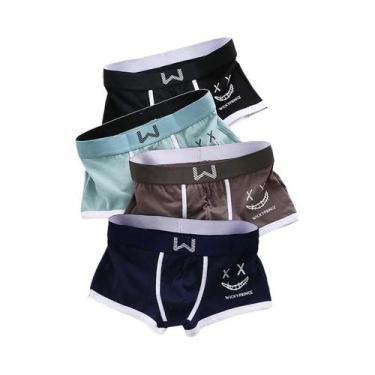 Imagem de Cuecas Boxer Masculinas De Algodão Respirável Com Design De Rosto Sorr