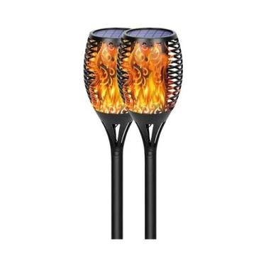 Imagem de Lanterna Solar Com Efeito De Chama 12/33/96 LEDs À Prova d'Água Para D