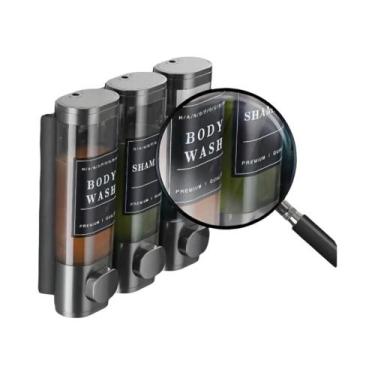 Imagem de Dispensador De Shampoo, Condicionador E Gel De Banho Triplo De 300ML M