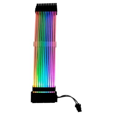 Imagem de Cabo Extensor de Fonte Sleeved Rise Mode Aura, 24p ATX, ARGB, Preto - RM-SL-RGB-Unissex