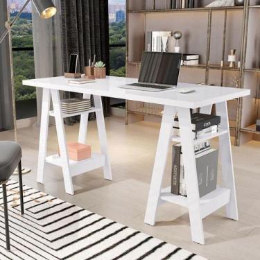 Imagem de Escrivaninha Mesa Computador Cavalete Viva - Loja DoceLar, Branco