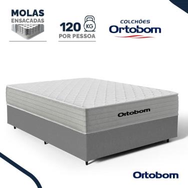 Imagem de Cama Box com Colchão de Molas Ensacadas Ortobom One Face Plenno Casal 138cm