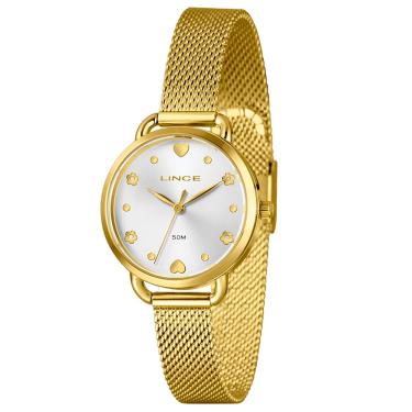 Imagem de Relógio LINCE KIT verde água dourado flor LRGH225L32 S1KX