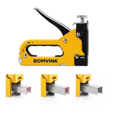 Imagem de Grampeador Tapeceiro Madeira Profissional 3em1 Com 100 Grampos - Bomvi