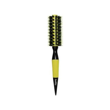 Imagem de Escova Cabelo Belliz Premium Madeira Color Cerâmica 19, Preto e Amarel