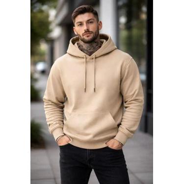 Imagem de Moletom Canguru Liso Algodão Unissex Blusa De Frio Estiloso - Multimai