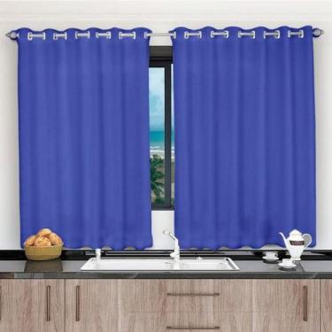 Imagem de Cortina 2,00x1,20 Janela Sala Quarto Cozinha Tecido Liso Cor:azul - SH