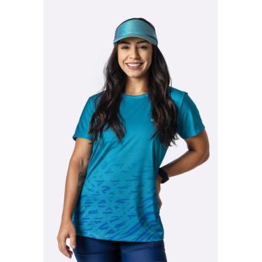 Imagem de Camiseta Dry Fit Feminina HUPI Brava, G, Verde, Azul