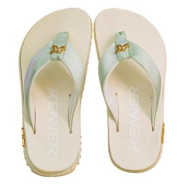 Imagem de Chinelo de Dedo Preto e Dourado Kivah  Kenner, Branco, 37