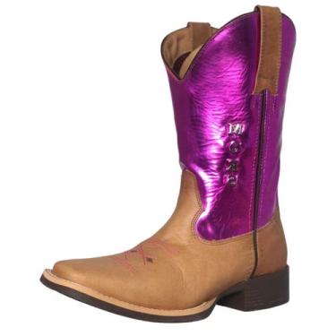 Imagem de Bota Feminina Texana Country Bordada Rodeio Moiadeiros 1200, Tabaco, P