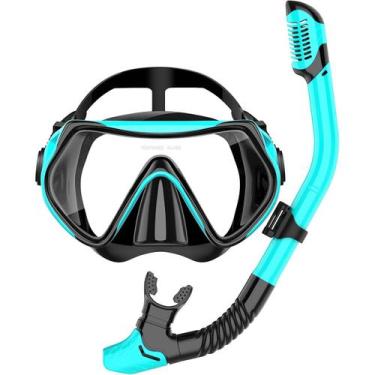 Imagem de Máscara de Snorkel Mergulho Set AntiEmbaçante Lente de Vidro Temperado