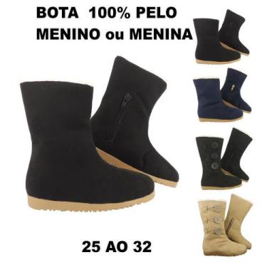 Imagem de Bota de Pelo Infantil Menino ou Menina 100% Forrada Inverno Lã Neve MG