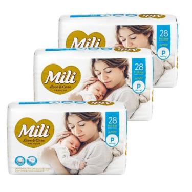 Imagem de Fralda Descartável Mili   Love & Care  Linha Premiun   Tamanho P  3 Pa