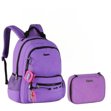 Imagem de Kit Escolar Mochila Costa + Estojo Luluca 2026 - Clio Style, Roxo