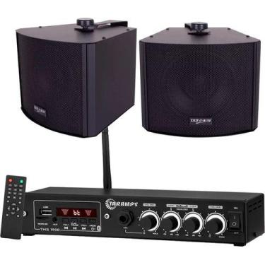 Imagem de Kit Amplificador Ths 1900 Taramps 60wrms + 2 Caixas Kw 5, 127/220V