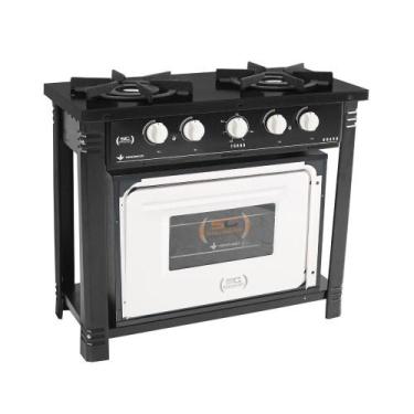 Imagem de Fogão Industrial Preto com Forno Branco 2 Bocas Duplas Bravo BR2BF - V