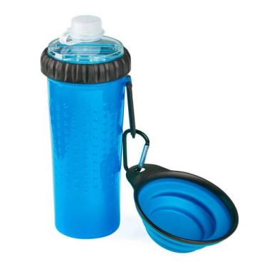 Imagem de Dispenser Comedouro e Bebedouro 3 em 1 Para Pet 750ml Azul - Plasvale