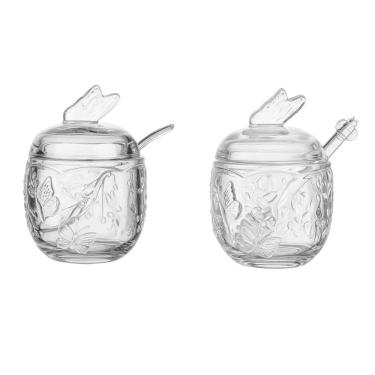 Imagem de Kit Meleira e Açucareiro New Butterfly para Mesa em Cristal Transparente Lyor