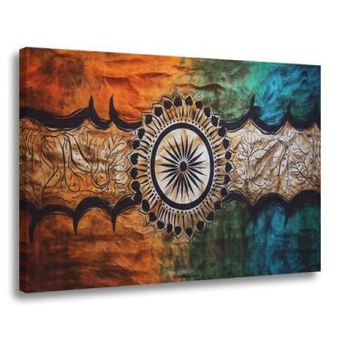 Imagem de Quadro Decorativo Mandala Tela Grande Tecido Canvas 50x80cm Borda Infi