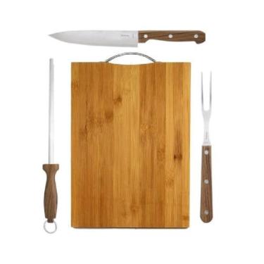 Imagem de Conjunto para churrasco Garfo/Faca/Chaira e Tábua de Corte em Bambu 26