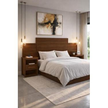 Imagem de Cabeceira Com Mesas Laterais Dinamarca Para Cama Queen Box Até 160cm -