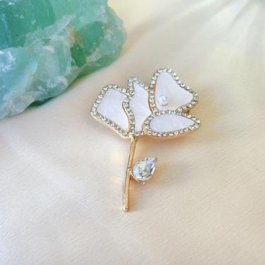 Imagem de Broche Flor com Madrepérola e Strass - Pistache Acessórios