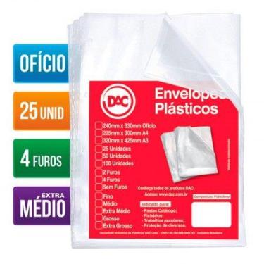 Imagem de Envelope plástico ofício 0.12 4 furos 5178 pacote com 25 unidades - Da