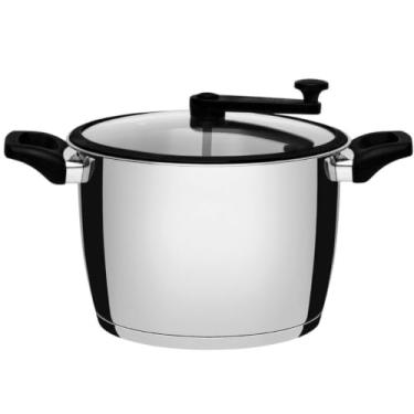 Imagem de Pipoqueira Tramontina Allegra em Aço Inox com Fundo Triplo e Tampa de Vidro com Borda de Silicone 22 cm 5,6 L