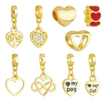 Imagem de Berloques Coração Amor Love Banhado a Ouro 18k - WORK SEMIJOIAS, Pinge