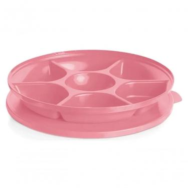 Imagem de Petisqueira Tupperware com Divisórias Plástico Multiuso para Lanches Rosa 24CM