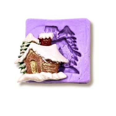 Imagem de Molde de silicone casinha de natal confeitaria biscuit f880 - CM