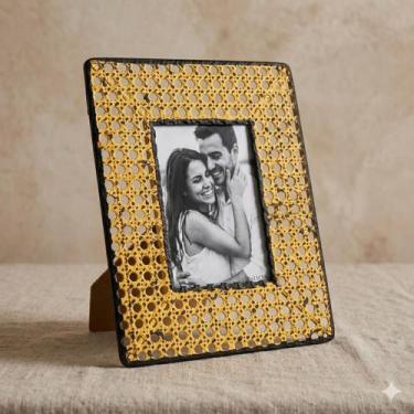 Imagem de Porta Retrato Decorativo Metal Trama Indiana Foto 10x15cm - Btc