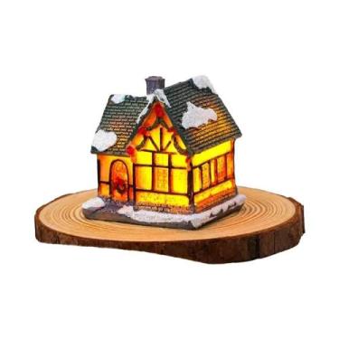 Imagem de Mini Casa De Natal Em Resina Com Luzes LED, Figurinha De Vila Natalina