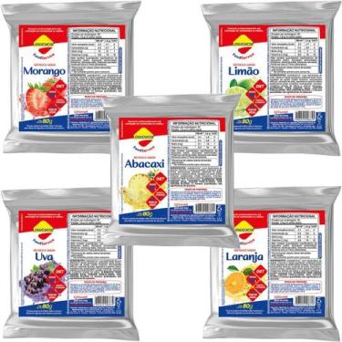 Imagem de Kit com 5 Unidades de Refresco Lowçucar 80g Sabores Variados