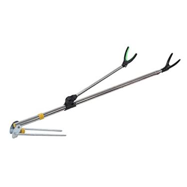 Imagem de Suporte para vara de pesca, chifres antiderrapantes de silicone em aço inoxidável Suporte para vara de pesca retrátil com um suporte secundário para margem para rio para lago(2,1 milhões)