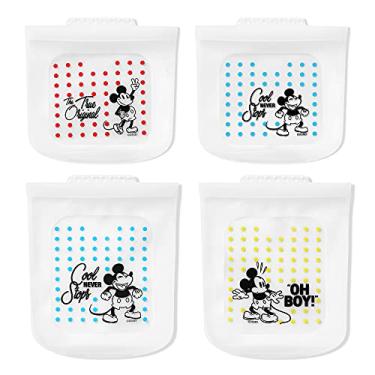 Imagem de Pyrex Bolsa de armazenamento reutilizável de silicone platina, pacote grande e pequeno | Mickey Mouse | Ecológico | Cozinhar, armazenar, Sous Vide, ou Congelar | Seguro para lava-louças, freezer e