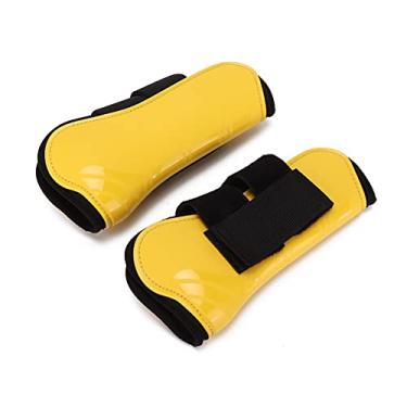 Imagem de Botas de tendão de cavalo em PU, macias e confortáveis ​​de acabamento fino Botas de tendão de cavalo para salto de cavalo(amarelo, Par grande de pernas dianteiras)