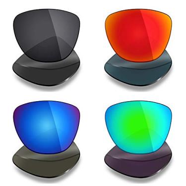 Imagem de 4 pares de lentes polarizadas de substituição Mryok para óculos de sol Oakley Moonlighter – Stealth preto/vermelho fogo/azul gelo/verde esmeralda