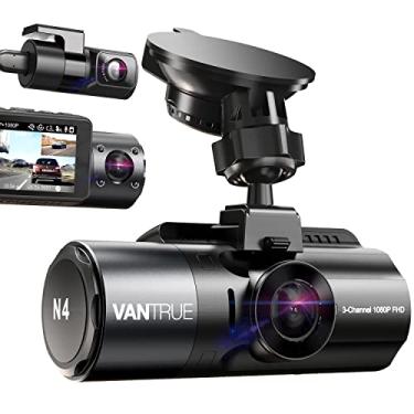 Imagem de Vantrue Câmera veicular N4 3 canais 4K, 4K + 1080p frontal e traseira, 4K + 1080p frontal e interna, 1440p + 1080p + 1080p câmera tripla para carro, visão noturna infravermelha, modo estacionamento 24 horas, capacitor, suporte máximo 256GB