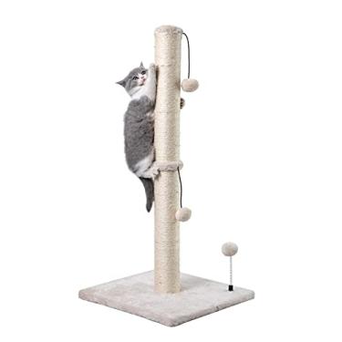 Imagem de MECOOL Poste para arranhar gatos de 86 cm de altura, básico, arranhador, sisal, arranhador, árvores com bola para pendurar para gatos em ambientes internos, bege