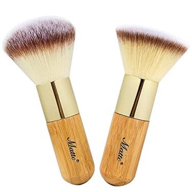 Imagem de Conjunto de pincéis de maquiagem Matto Bamboo para rosto Kabuki 2 peças – Pincéis de maquiagem para base e pó para creme BB Mineral