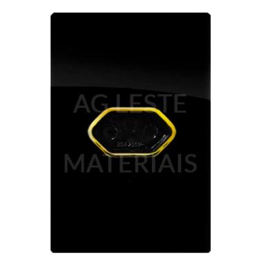 Imagem de Cj Tomada 10A Horizontal Com Suporte 4X2 - Dicompel Novara Preto Brilhante Gold - Dnv1700/29Pbgd